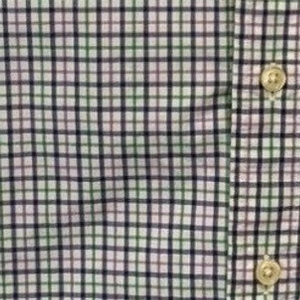 Ralph Lauren Mens Purple Green Tattersall Check Button Down Shirt Large L Cotton